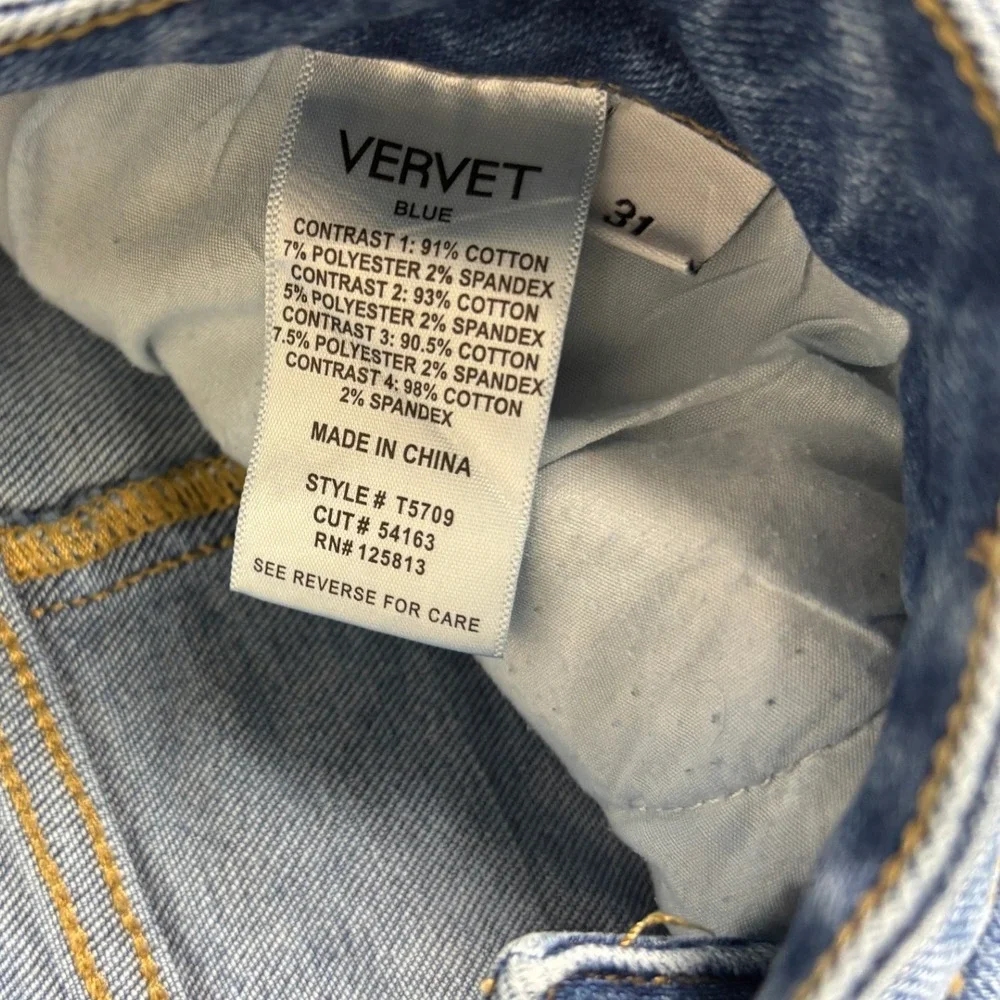 Vervet T5709 Patchwork Flare Jeans High Rise Mixed Wash Size 31 Blue Boho